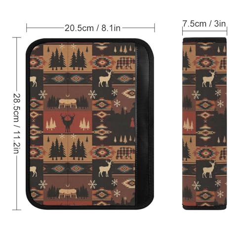 2 Pack Rustic Bear Deer Moose Farmhouse Aztec Car Seat Straps Shoulder Pads Universal Fit Neck Strap Covers for Adults and Children, All Vehicles, Pressure Relief - color: Pattern 834