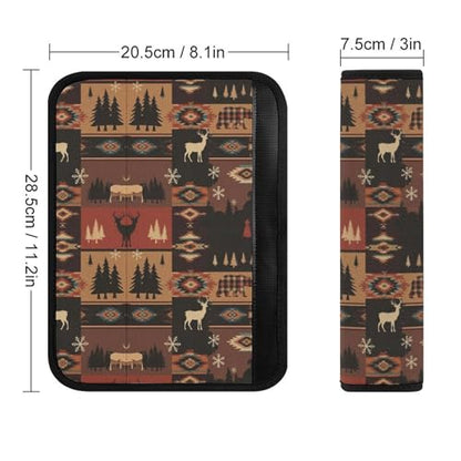 2 Pack Rustic Bear Deer Moose Farmhouse Aztec Car Seat Straps Shoulder Pads Universal Fit Neck Strap Covers for Adults and Children, All Vehicles, Pressure Relief - color: Pattern 834
