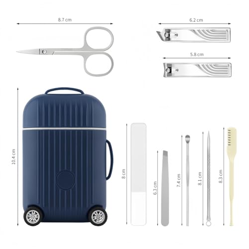 Travel Luggage Style Manicure Set 8-Piece Nail Clipper Set Nail Care Kit for Daily Use at Home Travel Emergency Beauty Tools - color: Green
