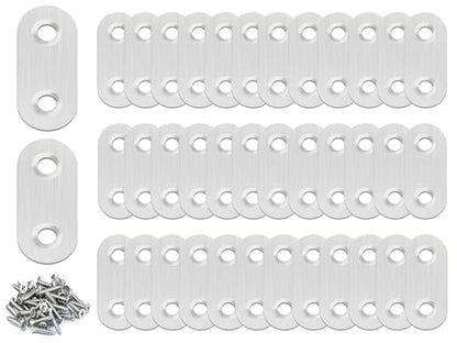 100PACK 1.4INCH X 0.6INCH Stainless Steel Straight Flat Bracket Repair Plate Brace,Mending Joining Plates for Wood, Board, Bed Frame, Furniture & Shelves,with Screws - size: 100PACK 1.4INCH X 0.6INCH
