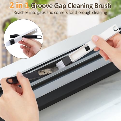 Extendable Feather Duster, Microfibre Dusters for Cleaning, Washable Long Handled Duster with 40-240 cm Telescopic Pole and Groove Brush, for High Ceilings, Household, Cars