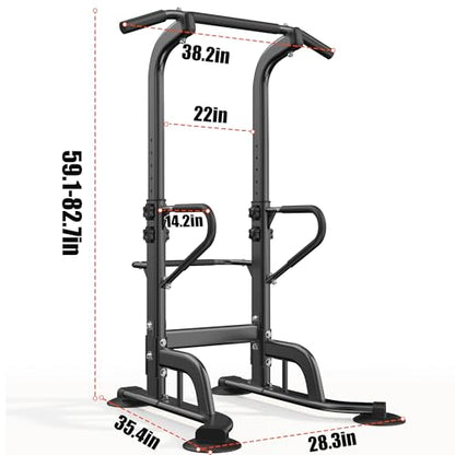 SogesHome 11-Levels Height Adjustable Power Tower Pull Up Bar & Dip Station | Multi-Function Full Body Strength Training Equipment for Home Gym, Freestanding Exercise Dip Bar Fitness Workout Machine