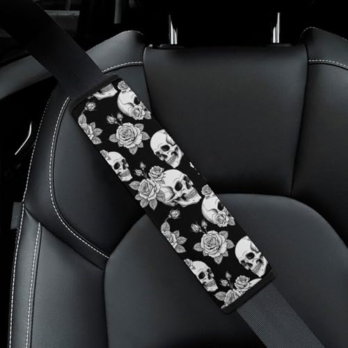 2 Pack Skull Floral Car Seat Straps Shoulder Pads Soft Padded Shoulder Harness Cover for Adult Use, Stroller Pushchair High Chair, Pressure Relief - color: Pattern 1135