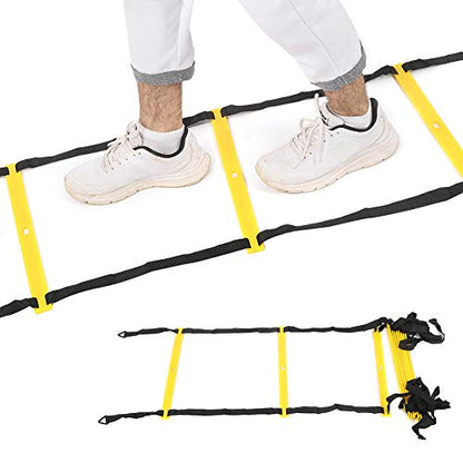 12 Rungs Running Competition Foot ing Ladder, Soft Agil Ladder with Reinforced Belt, Rung Spacing for Warm Up Exercise, Coordi ing, Includes