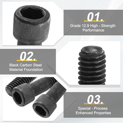 PATIKIL 3/8"-16 x 3-1/2 Socket Head Cap Screws Bolts, 10Pcs Carbon Steel Hex Head Metric Screws for Door Road Bicycle Mountain Bike Auto Ship Communication Equipment, Black - size: 3/8"-16 x 3-1/2
