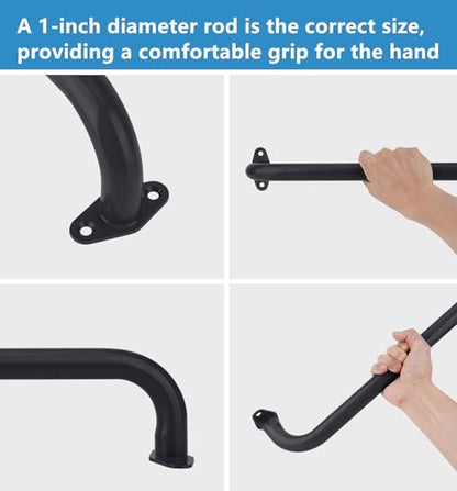 BiJun 17 Inch Monkey Bars Heavy Duty Metal Playground Handles,Black 4 Pack | Indoor Outdoor Ceiling Grab Bars,Anti-Rust Steel,300LBS Capacity,for Backyard Climbing Frame Treehouse Wall Ladder - color: Black-4pcs