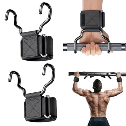 Weight Lifting Hooks, Upgrade Weightlifting Grip Hooks, Heavy Duty Lifting Wrist Straps for Pull-Ups, Strength Training and Deadlifts, Wrist Strap Hook for Men and Women - color: Black