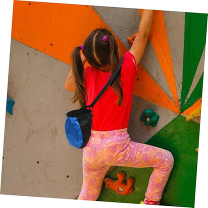 BESPORTBLE Chalk Bag for Climbing and Weightlifting Waist Belt Opening Anti-Slip Powder Storage for Bouldering and Gymnastics Training Blue and Black Design