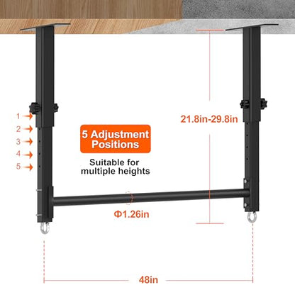 48" Ceiling Mount Pull Up Bar, Heavy Duty Multi-Grip Rafter Chin Up Bar for Garage/Basement/Backyard Ceiling Beam, Adjustable Height&Supports to 650 Lbs - color: Black