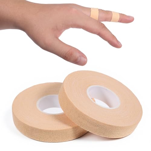 2 Rolls Athletic Tape for Fingers Toes Hands 0.6'' x 32.8 feet Finger Tape Sweat-Proof Sports Cotton Tapes for Rock Climbing Volleyball Tapes Football (Skin Color) - color: Skin Color