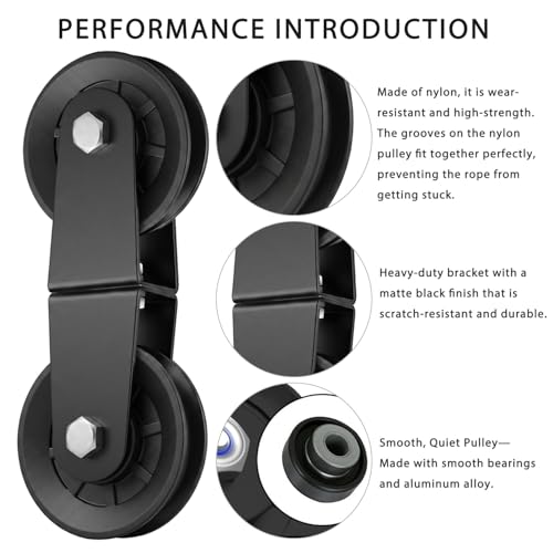 Swivel Dual Pulleys 360°Rotation Roller Reinforced double pulley Wheel for Home DIY Gym Pulley System Cable Machines fly machines Silent Bearing Swivel Groove Wheel Pull Down Attachment Weight Lifting - color: Black
