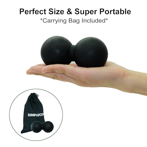 Hard Peanut Massage Ball, Double Lacrosse Massage Ball. Deep Tissue Massage Roller Mobility Ball for Physical Therapy Myofascial Release Muscle Relaxer Acupoint Massage (Black) | Mobility Massager Tool for Deep Tissue Physical Therapy Myofascial Release T