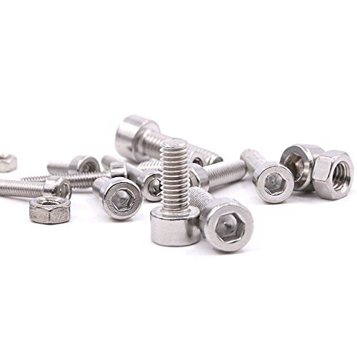 Hilitchi 510pcs M3 M4 M5 Stainless Steel Hex Socket Head Cap Bolts Screws Nuts Assortment Kit - 304 Stainless Steel (Hex Socket) - style: Hex Socket