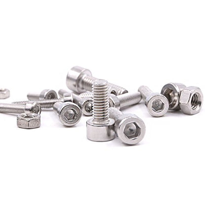 Hilitchi 510pcs M3 M4 M5 Stainless Steel Hex Socket Head Cap Bolts Screws Nuts Assortment Kit - 304 Stainless Steel (Hex Socket) - style: Hex Socket