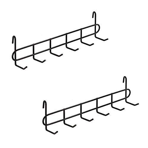 Storage Hooks Rack, 2 Pack - Iron Wire Grid Hooks for Wall Mount Storage and Display, 10.7”x 2.8”x1.8 », Black - color: Black