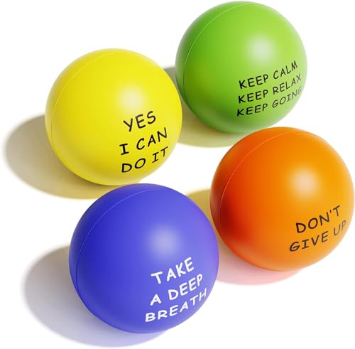KDG Motivational Stress Balls(4 Pack) for Kids and Adults,Stress Relief Ball with Quetos to Rrelieve Anxiety and Manage Anger - color: 4 Pack