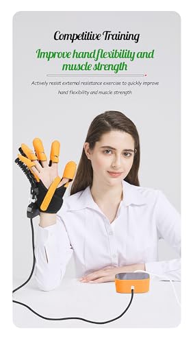 Rehabilitation Robot Gloves Hemiplegia Hand Stroke Recovery Equipment with 3 Training Modes, Robot Hand Glove Finger Trainer with Strength Adjustment - color: Left, size: Large
