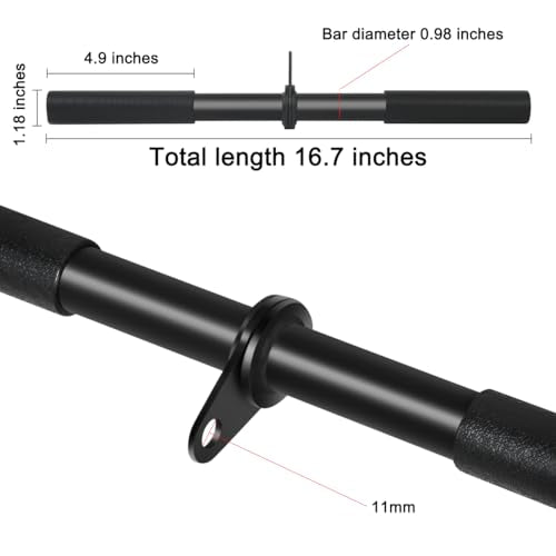 Pulldown Straight Bar Rotating Steel with Rubber Grips LAT Pull Down Handle for Pulley Cable Machine Triceps Training Rowing Machine Attachment for Home Gym Strength Exercise