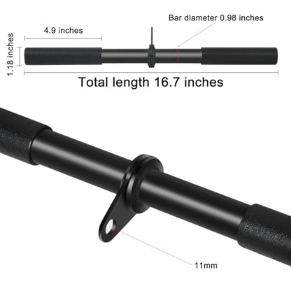 Pulldown Straight Bar Rotating Steel with Rubber Grips LAT Pull Down Handle for Pulley Cable Machine Triceps Training Rowing Machine Attachment for Home Gym Strength Exercise