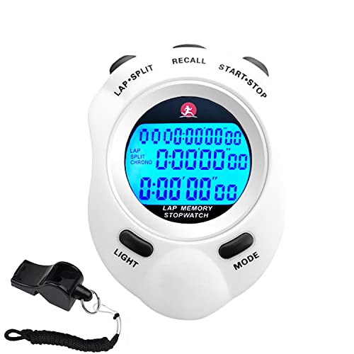 Stopwatch, Metal Stop Watch for Sports 10/100/400 Laps, Stopwatches Timer for Coach Sports Running with 0.01second & 0.001second Timing, Conutdown, Alarm - color: 10 Lap Backlight-plastic
