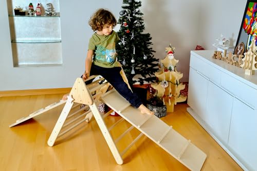Montessori Wooden Climbing Triangle for Kids | Foldable Indoor Climbing Frame for Children & Toddlers | Wooden Playground Equipment (Large) - style: Large