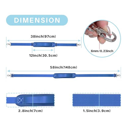 Shoulder Strap for Bag Universal Replacement 58"/67" Fixed Padded Adjustable Buckle Heavy Duty Shoulder Strap - color: Blue, size: 58"