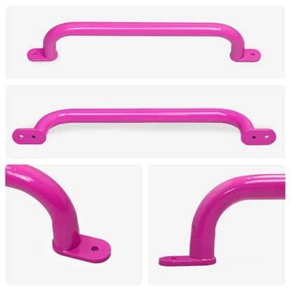 17 Inch Pink Playground Handles Indoor Kids Monkey Bars Ladders 2Pcs | Heavy Duty Solid Metal, Vibrant Color Smooth Glossy Powder Coating, Comfy Secure Grips for Playset Swing Set Climbing Frame - color: Pink - 2 Pack