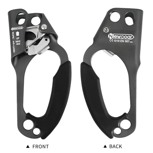 NewDoar UIAA & CE Certified Hand Ascender Rock Climbing Tree Arborist Rappelling Gear Equipment Rope Clamp for 8~13MM Rope - color: Grey-Right