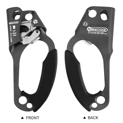 NewDoar UIAA & CE Certified Hand Ascender Rock Climbing Tree Arborist Rappelling Gear Equipment Rope Clamp for 8~13MM Rope - color: Grey-Right