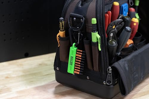 Screwdriver Bit Holder Storage Organizer – Railer 10-Hole Hi-Vis Green Bit Holder with Carabiner - 2 Pack - color: Hi-vis Green