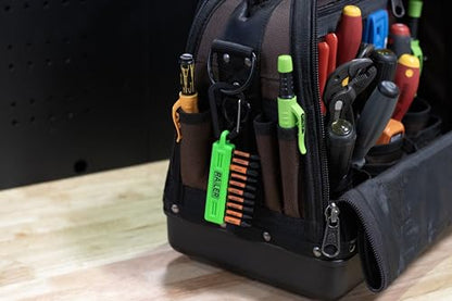 Screwdriver Bit Holder Storage Organizer – Railer 10-Hole Hi-Vis Green Bit Holder with Carabiner - 2 Pack - color: Hi-vis Green