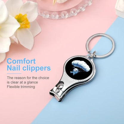 Cloud Paragliding Paraglider Skydiving Nail Clipper with File Portable Metal Fingernail with Key Ring for Traveling Home Office