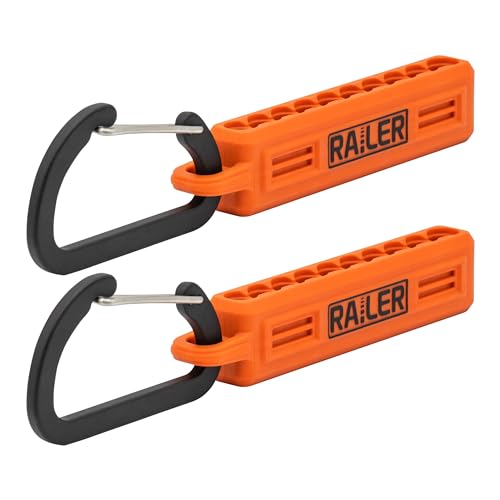 Screwdriver Bit Holder Storage Organizer – Railer 10-Hole Orange Bit Holder with Carabiner - 2 Pack - color: Orange