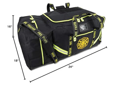 Lightning X Products Fireman Premium 3XL Firefighter Rescue Step-In Turnout Fire Gear Bag With Shoulder Strap & Helmet Pocket (Black) - color: Black