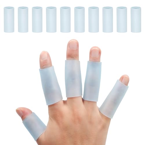 Sumifun Gel Finger Protector, 10 Pcs Silicone Finger Sleeves for Corns, Fingernails Loss, Friction Pain Relief, Blue - color: Blue(10pcs)