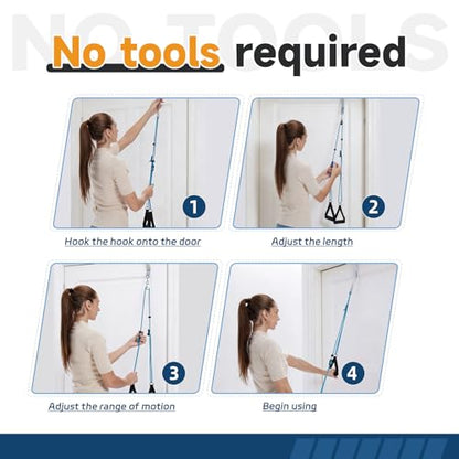 Shoulder Pulley for Physical Therapy, Rehab and Arm Exercise | Over-the-door pulley system for shoulder rehab, physical therapy, and arm exercise routines - color: Blue