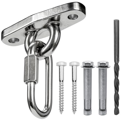 Heavy Swing Hanger Stainless Steel 304 Rust-Proof Playground Porch Yoga seat Hanger Swing Hammock Chair Suspension kit Indoor and Outdoor 2000 pounds Capacity - color: Silver-1