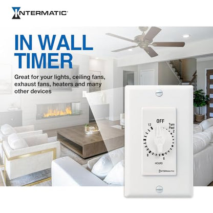 Intermatic SW12HWK 12-Hour Spring Wound Timer, White - Energy Efficient Control for Lighting and Appliances - No Electricity Needed, Easy Installation for Homes and Offices - size: 720 Minutes