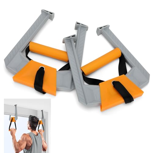 Portable Pull Up Bar for Doorway,Travel Pull Up Bar,Adjustable Home Gym Equipment,Dual Handle Design for Pull-Ups,Maximum Load Capacity of 330lb, No Screws Installation - color: orange+grey