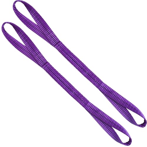 Lift Sling Straps,1" x 3.3' 2-Ply Heavy Duty Flat Eye Lift Slings | Polyester Lifting Strap Tree Saver Recovery Strap Web Sling Rigging Moving Tow Hoist Gear Straps 3200 lb 2600 lb 6400 lb 2P - color: Purple, size: 1" x 3.3' (2 pack)
