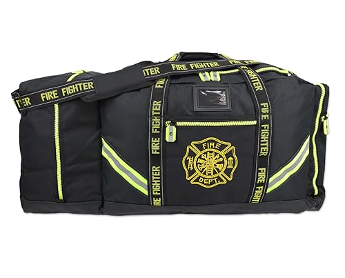 Lightning X Products Fireman Premium 3XL Firefighter Rescue Step-In Turnout Fire Gear Bag With Shoulder Strap & Helmet Pocket (Black) - color: Black