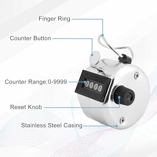 2 Pack Hand Tally Counter, 4-Digit Metal Mechanical Clicker | Battery-free manual counters with lanyards for people counting, lap tracking, golf, coaching, classrooms, inventory & events.