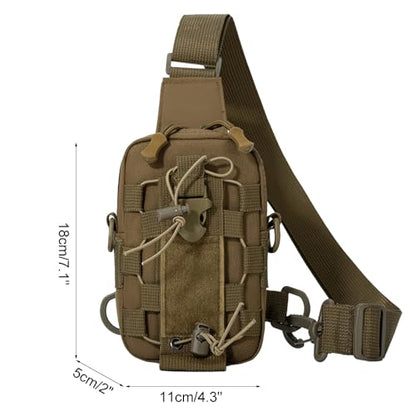 MiOYOOW Tactical Sling Bag, Waterproof Chest Pack Adjustable Crossbody Backpack for Men Women Outdoor Sports Climbing Camping - color: Khaki