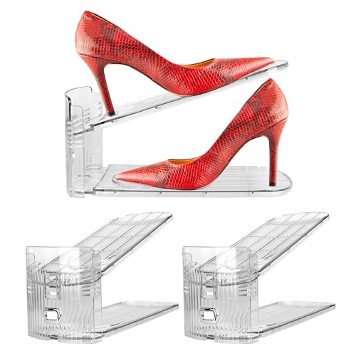 Yes!Fresh Shoe Slots Organizer, Boutique Display Style Shoe Stacker for A Pair of Shoes, Separable Shoe Rack for Closet Organization, 3 Adjustable Narrow Shoe Rack (Clear, 2 Pack) - color: Clear, size: 2 Pack