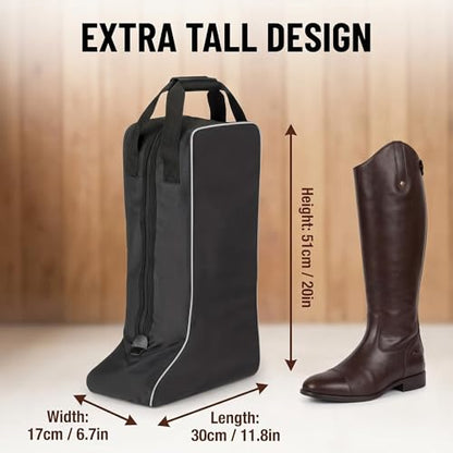 Bags for Cowboy Boots with Handle Heavy-Duty Polyester Equestrian Boot Bag, Cowboy Boot Travel Bag with Outer Pocket for Cowboy Boots, Snow Boots, Travel and Daily Use