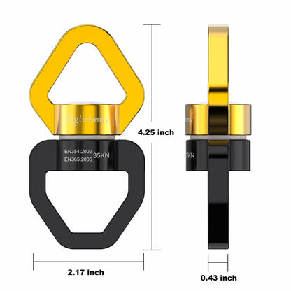 35KN Swing Swivel with Swivel Carabiner, Black Gold, 2 Pack | For hanging chairs, aerial yoga, hammocks, tire swings, kids' swings, gym rings, web tree swings, smooth rotation - color: Black Gold, size: 2 pack with carabiners