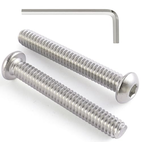 VGBUY 50Pcs 1/4-20 x 1-1/4" Button Head Socket Cap Bolts Screws, 304 Stainless Steel 18-8, Allen Hex Drive, Bright Finish, Fully Threaded, Hex Spanner Included (VG30307) - color: Silver, size: 1/4-20 x 1-1/4"