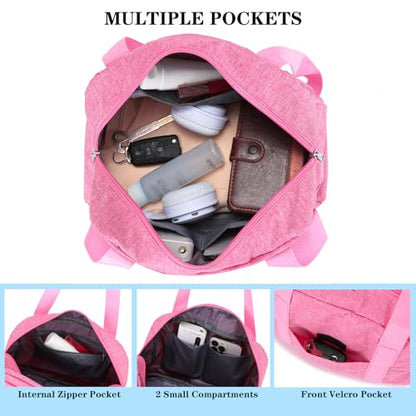 Mini Gym Bag for Women Girls, 12 inch Small Gym Tote, Lightweight Small Carry On Duffle Bag for Travel Sports - color: Rose
