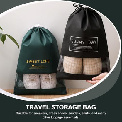 6pcs Drawstring Shoe Bags Travel Organizer Portable Non-woven Fabric Dustproof Storage Pouches Large 30x44cm for Sneakers and Slippers