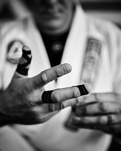 Bighorn Athletics Pro Series Jiu-Jitsu Finger Tape, 8-Rolls with Tin Holder, Enhanced Extra Strength, Residue-Free (0.3-Inch, Black) - color: Black